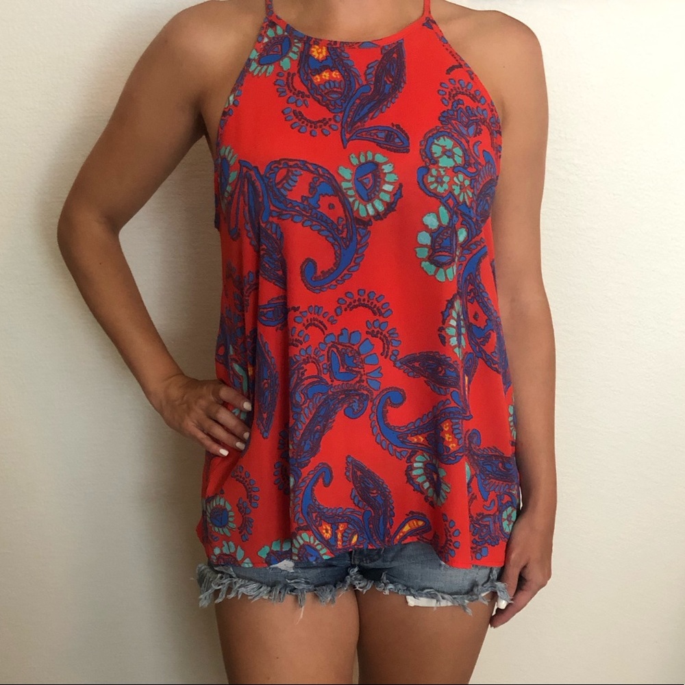 Coral print summer top